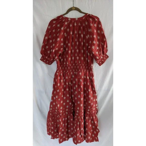 NWT Anthropologie Felipa Maxi Dress M Smocked Red - Picture 6 of 12